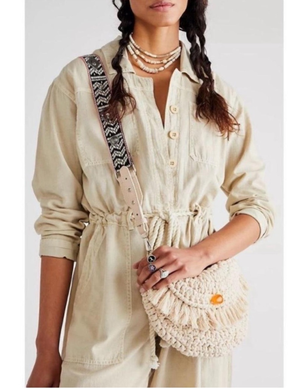 Free People Macrame Moon Crossbody Bag